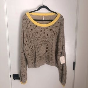 Free people cropped knit sweater with bell sleeves